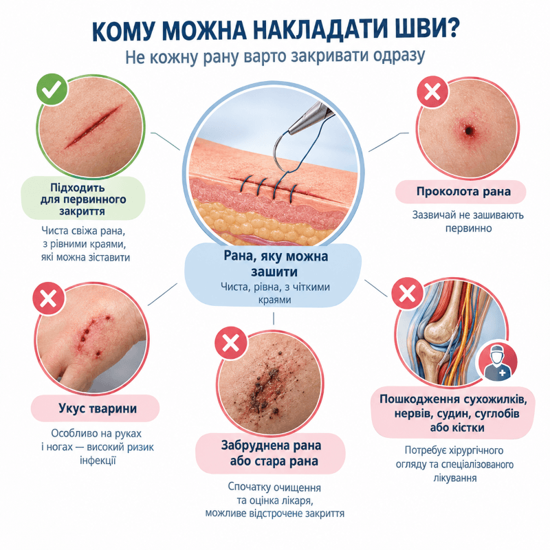 Коли потрібно накладати шви: які рани можна зашити, а які ні?