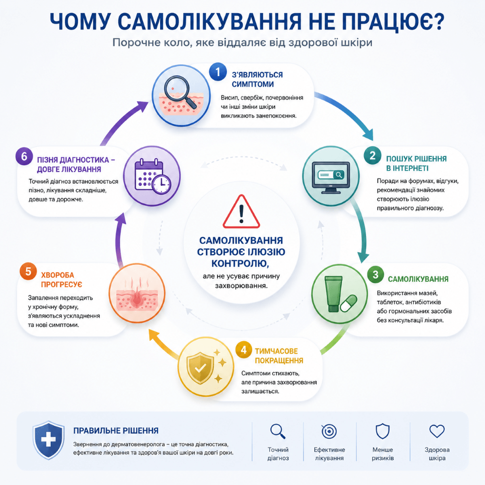 Дерматовенеролог у Кропивницькому — сучасна діагностика та лікування захворювань шкіри, волосся, нігтів та інфекцій, що передаються статевим шляхом Дерматовенеролог у Кропивницькому — сучасна діагностика та лікування захворювань шкіри, волосся, нігтів та інфекцій, що передаються статевим шляхом