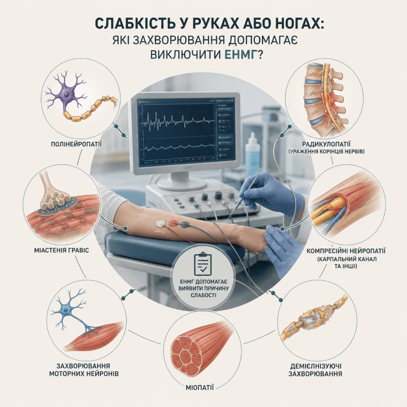 Слабкість у руках або ногах: які захворювання допомагає виключити ЕНМГ?