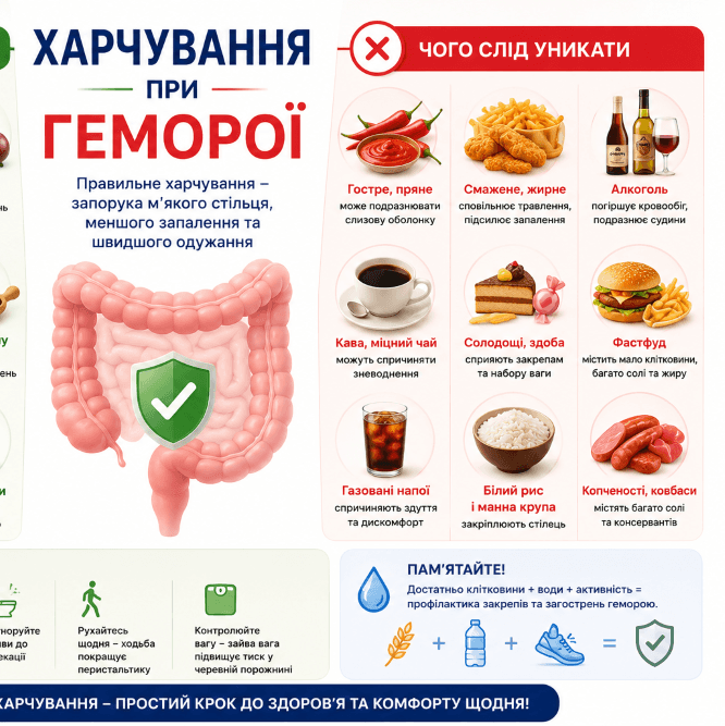 Харчування при геморої: сучасні рекомендації